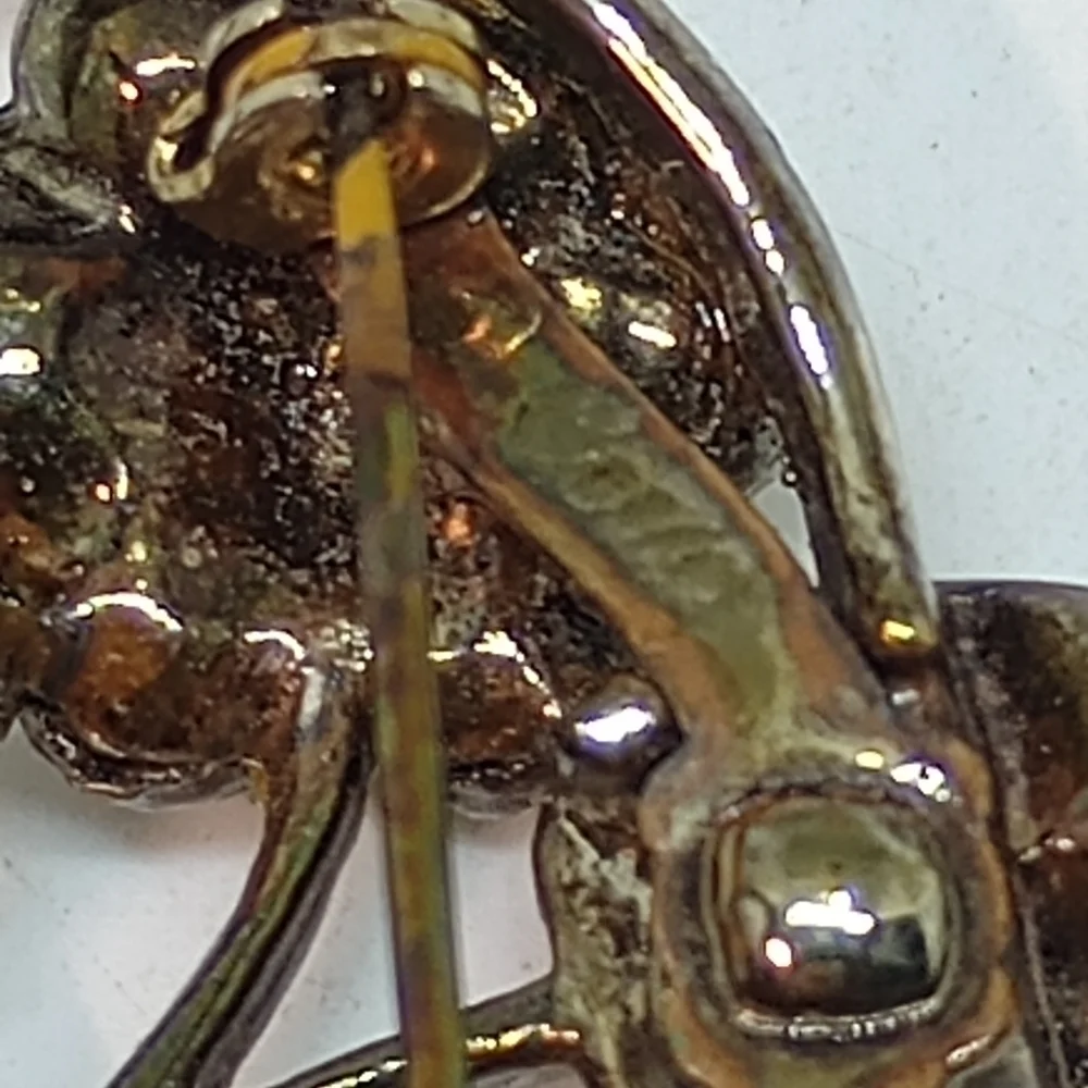 * vintage signed Coro flower bouquet clear rhinestones pin brooch